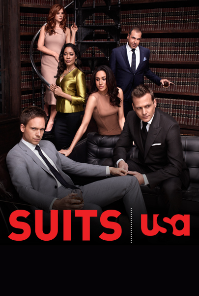 Suits TV-serie omslagsbild med skådespelarna